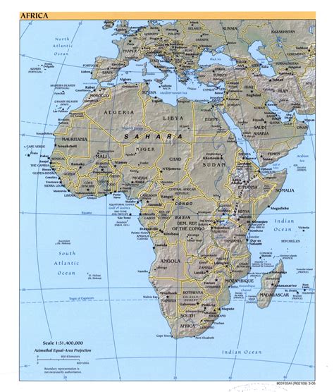 Mapa Grande Detallada Política De África Con Alivio Marcas De Capitales Grandes Ciudades Y