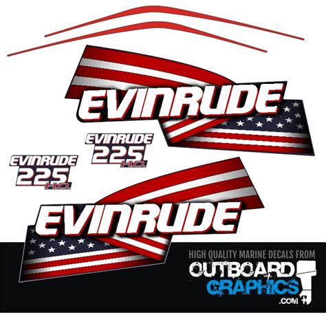 Evinrude 225hp Etece Tec Ho Stars And Stripes Outboard Engine Decals