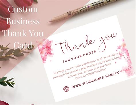 Custom Thank You Card For Business Business Package Insert Etsy