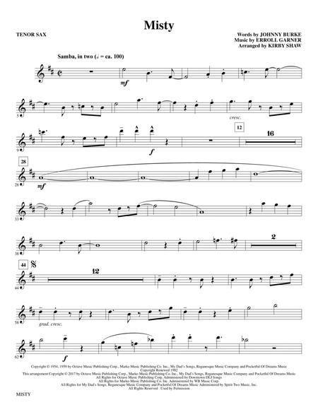 Misty Bb Tenor Saxophone By Johnny Mathis Johnny Burke Digital