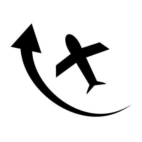Silhouette Icon Of An Airplane Taking Off And An Arrow Ascending