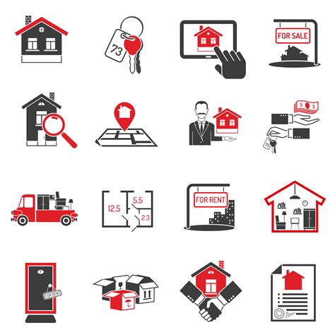 Real Estate Black Icons Set 462760 Vector Art At Vecteezy