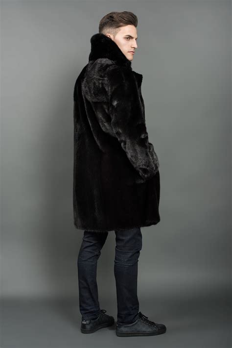 Black Reversible Mink Men Coat Mens Coats And Jackets Mens Coats Fur