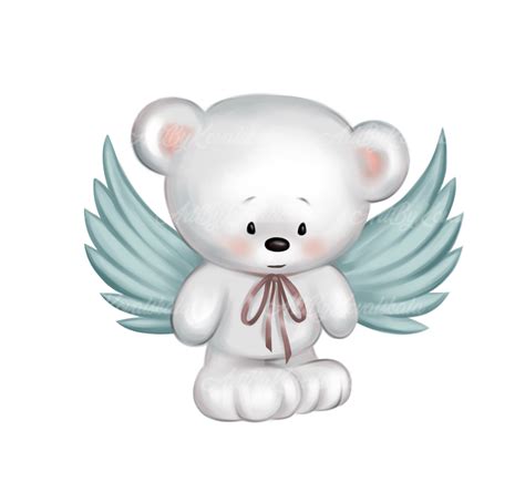 Bear Angel Wings Teddy Bear Clipart Png Digital Download Etsy México