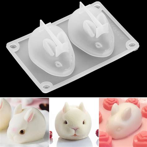 1pc 3d Easter Bunny Silicone Rabbit Shape Mousse Cake Chocolate Desser
