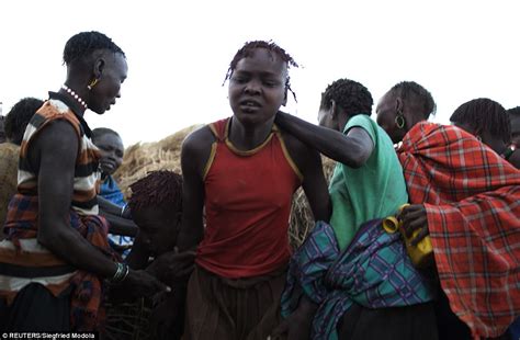 Graphic Images Young Girls Lined Up To Undergo A Tribal Circumcision Ceremony In Kenyan Village
