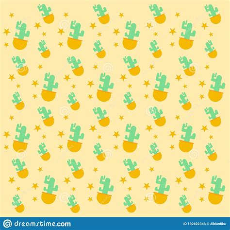 Green Cactus Plant Agriculture Cartoon Doodle Repeat Seamless Pattern
