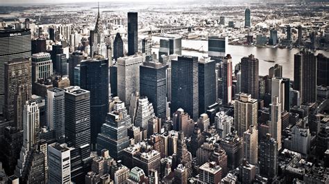 배경 화면 단색화 시티 도시 풍경 건물 지평선 마천루 Hdr 뉴욕시 중심지 도심 검정색과 흰색 대도시
