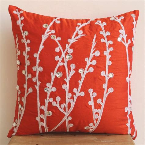 The finest mulberry silk was selected to craft this decadently soft pillowcase, allowing. Decorative Coral Orange Pillow Cushion 16x16 Art | Etsy ...