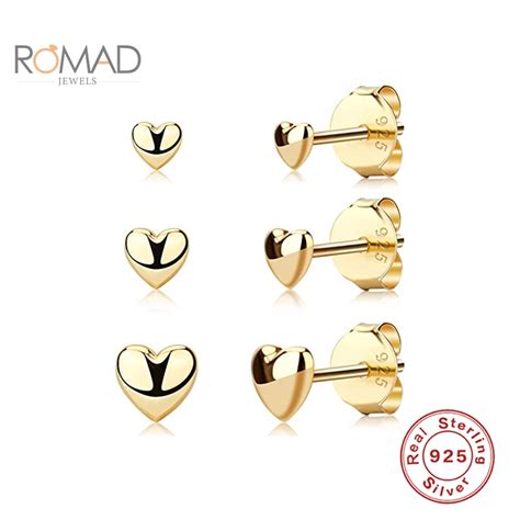 Romad Mm Heart Shaped Earrings Set Sterling Silver Mini Love