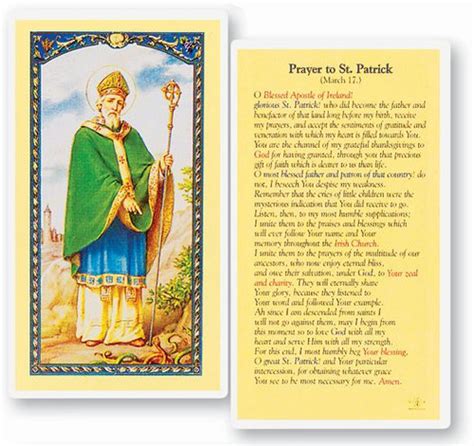 Prayer To Saint Patrick Laminated Holy Card St Jude Shop Inc