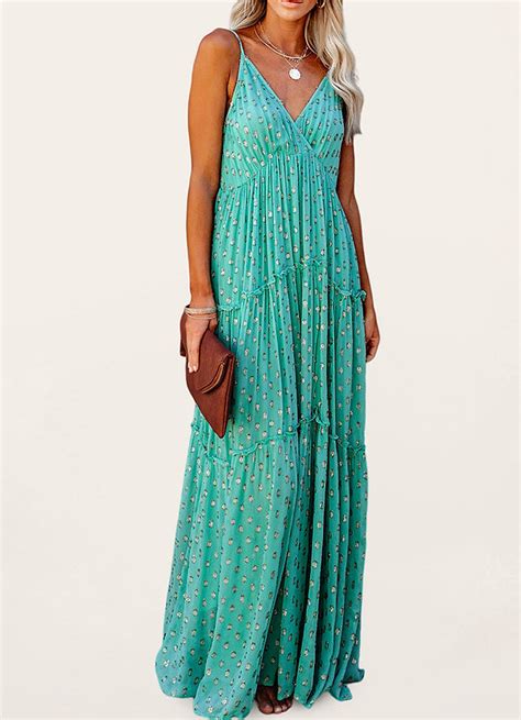 Sweet Spectacle Teal Green Print Maxi Dress Dresses Azazie