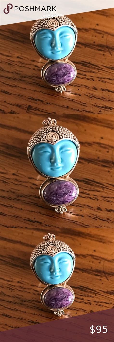 Sajen Offerings Charoite Turquoise Goddess Ring Womens Jewelry