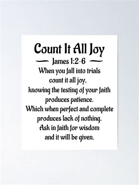 Count It All Joy James 12 6 White Poster For Sale By