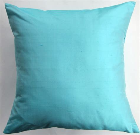 Light Turquoise Silk Pillow Cover Aqua Throw Pillow Cover