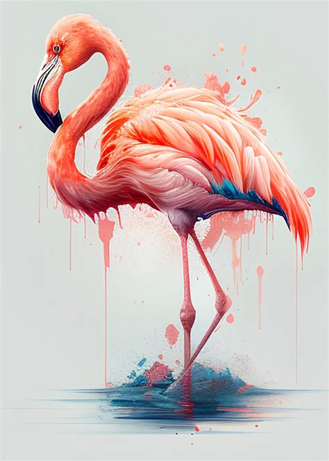 Wall Art Print Flamingo Watercolor Europosters