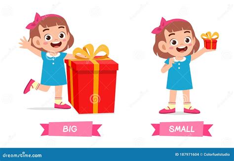 Cute Example Of Opposite Word Antonym For Kid Stock Vector