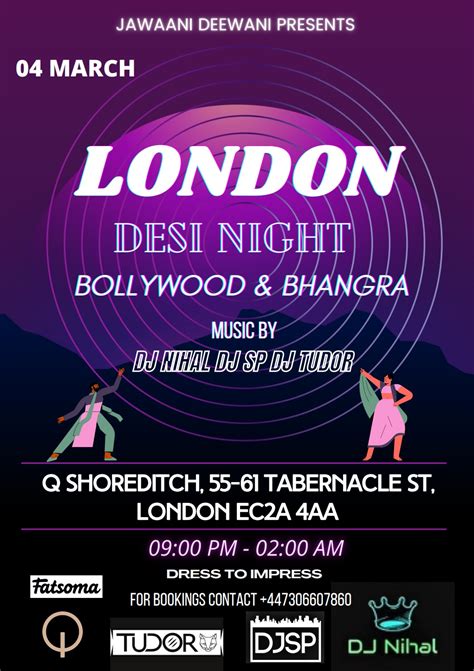 London Desi Night Bollywood And Bhangra At Q Shoreditch London On 4th