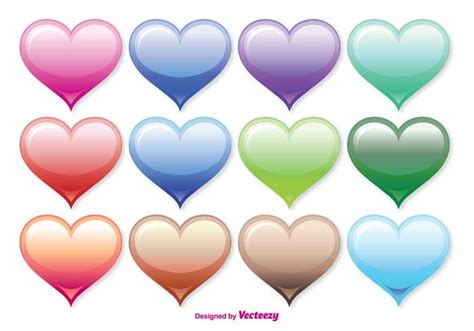 Assorted Color Heart Vector Set Download Free Vector Art Stock