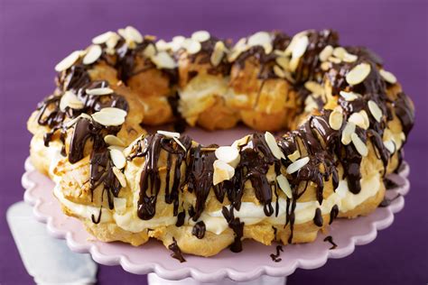 paris brest recipe choux pastry custard filling and chocolate eclairs