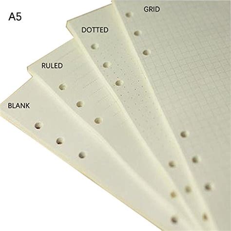 A5 Refill Paper 6 Hole Dottedruledblanksquare Grid Mixed 6 Ring