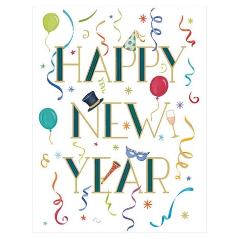 Happy New Year Embossed Boxed Cards 10 Cards And 10 Envelopes Holiday