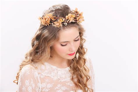 Rustic Flower Crown Bridal Headband Flower Crown Headpiece Etsy