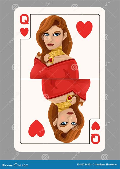 Queen Of Hearts Playing Card Stock Vector Illustration Of Leisure