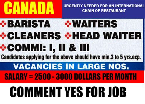 Varies, more details upon interview. Fast Food Restaurant is hiring various worker in Canada ...
