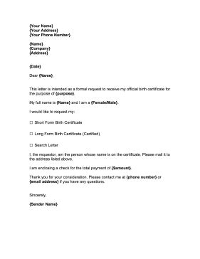 Certification of employment letter sample template download in pdf, word, and copy and paste forms. Request For Birth Certificate Template