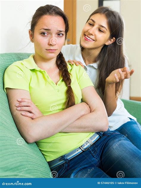 Teenage Girl Comforting Her Girlfriend Stock Image Image Of