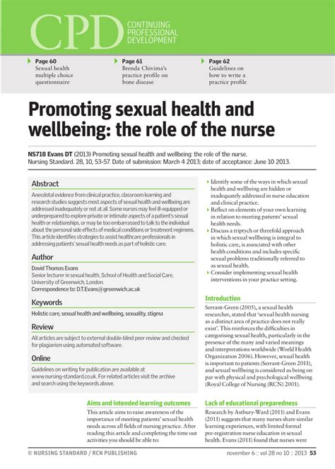 pdf promoting sexual health and well being the role of the nurse