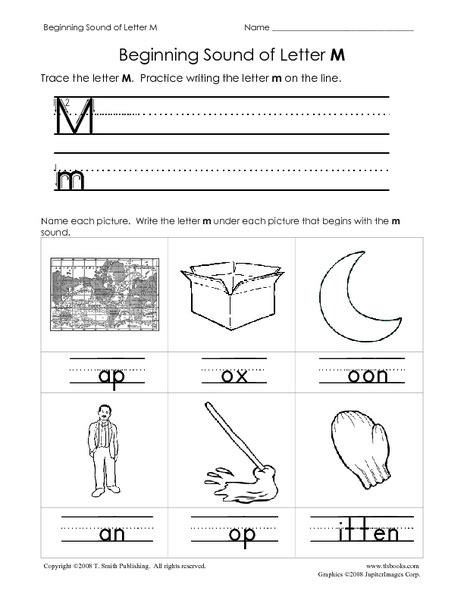 Beginning Sound Of Letter M Worksheet For Pre K Kindergarten Lesson