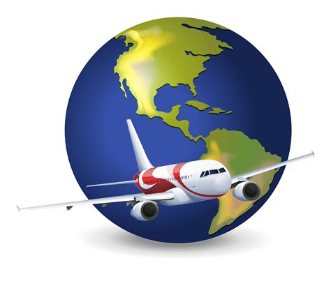 Earth Globe And Airplane 448389 Vector Art At Vecteezy