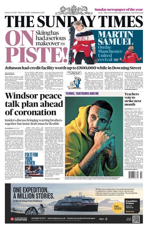 Sunday Times Front Page Th Of January Tomorrow S Papers Today