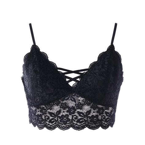 Buy 2018 New Women Sexy Lace Bralette Bra Bustier Crop Top Black Cropped Blusas