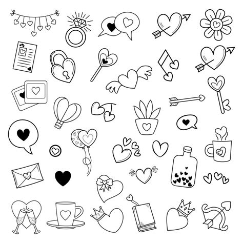 Love Doodle Vector Set 5226450 Vector Art At Vecteezy