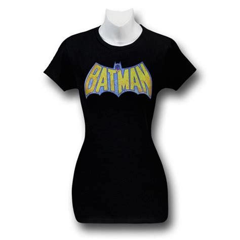 Batman Black Vintage Logo Womens T Shirt