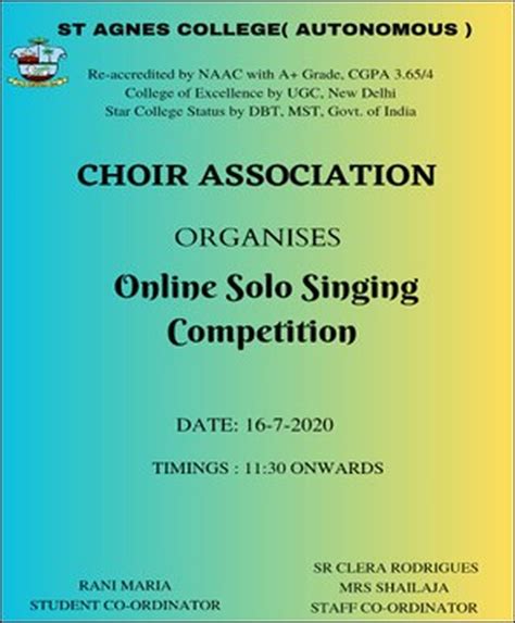 Online Singing Competition St Agnes College Autonomous Mangaluru