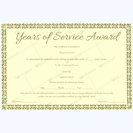 Blank retirement certificate template editable and printable. Years of Service Award Certificate Templates - Word Layouts
