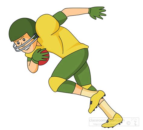 Football Clipart Football Player Holding Ball Running 0914