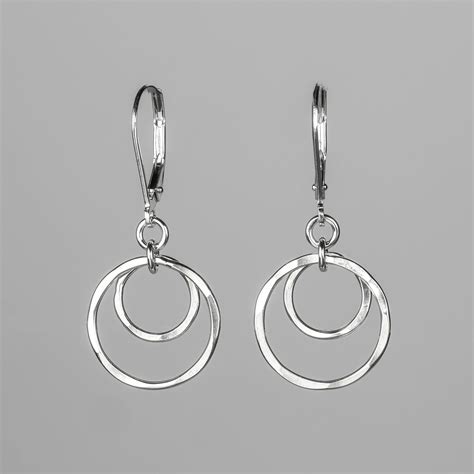 Small Silver Circles Lever Back Earrings Minimalist Jewelry Etsy Canada