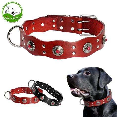 Durable Genuine Leather Dog Collar Handmade Adjustable Pet Basic
