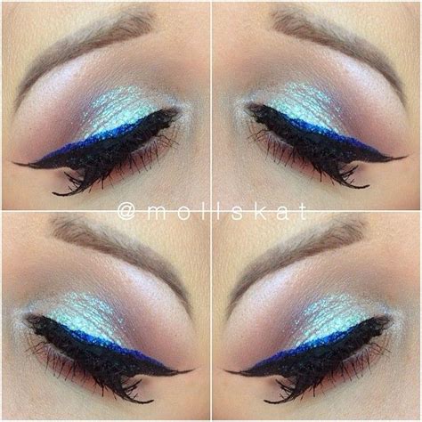 Glitter Eye Makeup Idea With Royal Blue Eyeliner Makeup Blue