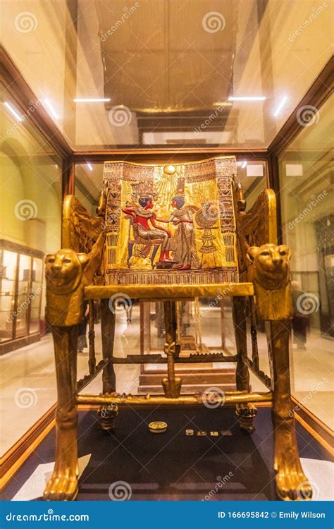 Golden Throne Of King Tut At The Egyptian Museum In Cairo Editorial