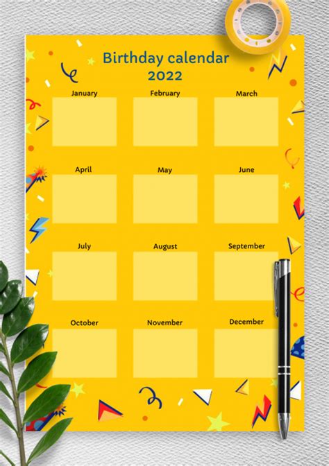 Birthday Calendar Download Printable Birthday Calendar Templates