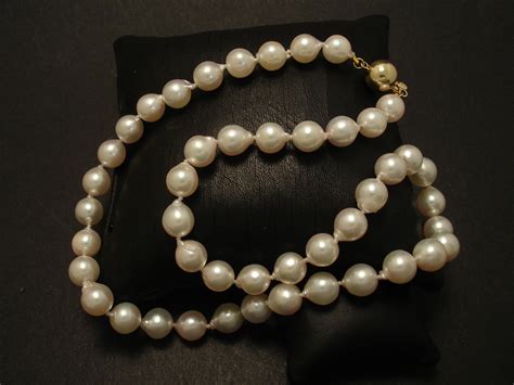 White Akoya Baroque Pearl Necklace Ct Gold Clasp Christopher