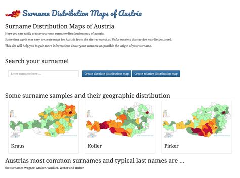 Namenskarten Surname Distribution Maps Of Austria Listed At Ongenealogy