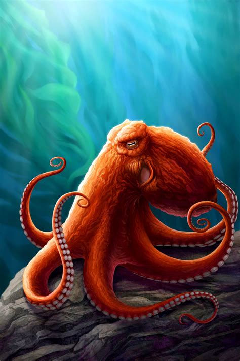 Octopus Painting Octopus Print Fine Art Painting Octopus Octopus