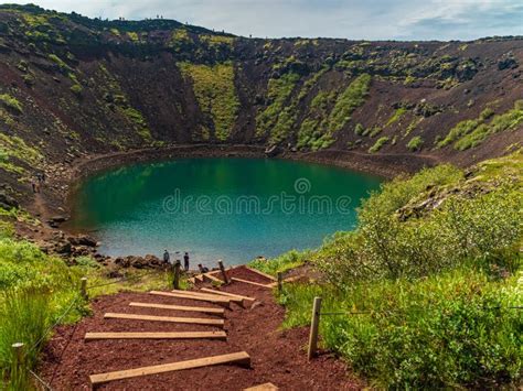 Volcanic Crater Lake Kerid Or Kerith With Turquoise Water Iceland